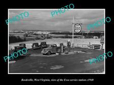 OLD LARGE HISTORIC PHOTO OF REEDSVILLE WEST VIRGINIA THE ESSO GAS STATION c1940 picture