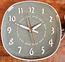 Vtg 1950'S Ceramic GE Russel Wright Clock WORKS Mid Century Modern Meadow Green picture