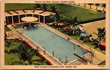 Vtg Trujillo City Peru Hotel Jaragua's Swimming Pool 1940s Linen Postcard picture