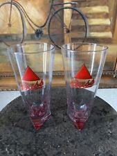 Set of  2 vintage Bass Beer Ale Red Triangle Bottom 16 oz Pilsner Glasses picture