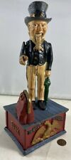 Vintage Repo Cast Iron Mechanical Bank Uncle Sam 11” tall picture