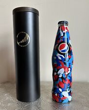 Limited Edition Superbowl 50 Glass Pepsi Bottle + Black Metal Showcase Container picture