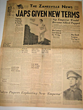 VTG WORLD WAR II -WW2 THE ZANESVILLE NEWS NEWSPAPER-AUG.11, 1945 ZANESVILLE,OHIO picture