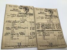 2  1933 Bean Brother Seneca Sweet Feeds Receipts Hayts Corners Ovid NY Indian picture