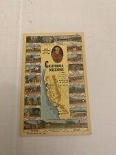 c.1940's California Missions Fray Junipero Serra Linen Postcard picture