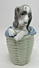 VTG LLADRO Dog in Basket (Basset Hound) Figurine #1128 Retired w/Box picture