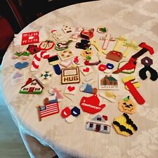 Vintage Lot Christmas Handmade Plastic Canvas Needlepoint Ornaments Magnets picture