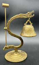 Vintage Glo-Mar Brand (NYC) Brass Dragon Figure Bell / Gong w/ Hammer picture