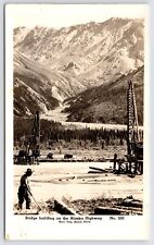 RPPC Closeup of Worker @ Bridge Building Scene~Alaska Highway~1942 WWII Era RPPC picture