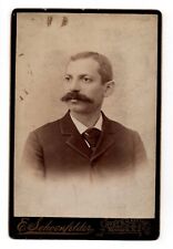 C. 1880s CABINET CARD SCHOENFELDER HANDSOME MAN WITH MUSTACHE NEWARK NEW JERSEY picture