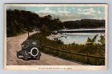 Dillonvale OH-Ohio, Scenic, Old Car Driving Next to Lake, Vintage Postcard picture
