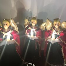 Vintage Victorian Style Angel Christmas Doll Light Up Ornaments Lot/3 Velvety picture