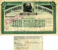 Fort Worth and Rio Grande Railway Co. signed by F.W. Matthiessen - Stock Certifi picture
