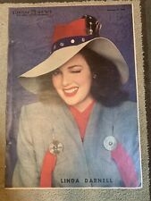 LINDA DARNELL original color portrait SUNDAY NEWS 2/11/45 OLD HOLLYWOOD RARE picture