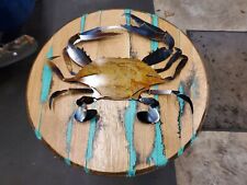 Cheaspeake Blue Crab on real barrel head Metal Wall Art Plasma Cut Gift Idea  picture