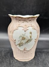 Vintage Ridgeway Semi Royal Porcelain Pink Floral Vase Hand Painted 5.75