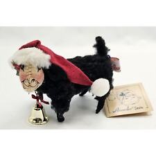 1993 ANNALEE Posable Black Christmas Sheep w/Bell & Santa Hat 4