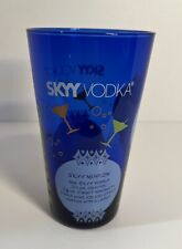 Vintage Skyy Vodka Large Tumbler Glass Cobalt Blue Cocktail Recipes EUC 16 fl oz picture