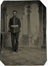 Young Man in Military Uniform Vintage Tintype Photo picture