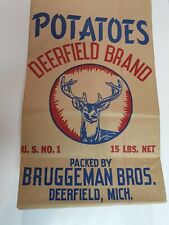 1933 Vintag 15 lb paper potato bag Deerfield Michigan Dear Head 8 pt Hammond NOS picture