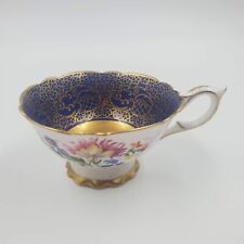 Antique Royal Stafford Cobalt Blue Floral Bouquet Etched Gold Cup Only 8306 #5 picture