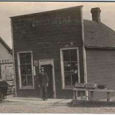 c1900s Mystery Small Town Post Office RPPC Store Telegraph Line Sharp Photo A155 picture