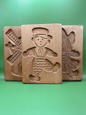 Vintage Wooden Dutch Windmill, Boy & Girl Speculaas Molds For Gingerbread picture