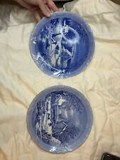 Vintage Currier & Ives Homestead In Winter/The Farmer's Home Plates Set of 2 picture