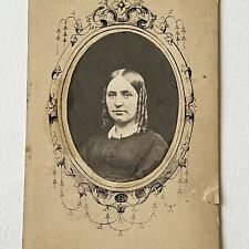 Antique CDV Photograph Beautiful Young Woman Shoulder Length Curled Hair picture