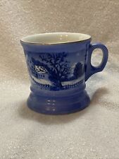 Vintage Currier & Ives Mug. The Homestead In Winter. Blue and White picture