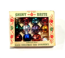 VIntage Box of Shiny Brite Ornaments Costume Jewelry Holiday Pin Brooch picture