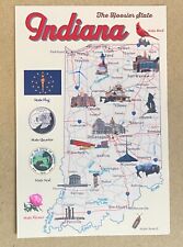 Postcard blank Indiana State Map 4x6 with State Facts and background picture