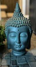Buddha Head Sculpture Statue Meditation Zen Tranquility Blue-Gray Bronzed picture