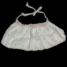 Vtg Childs Cottagecore Half Apron White Pink Embroidered Flowers Romantic Sheer picture