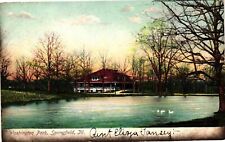 VTG Postcard- 122-2. House on lake, Washington Park, Springfield. Unused 1906 picture