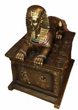 Vintage Ancient Egyptian Sphinx Sarcophagus Gold 9” Box / Figurine picture
