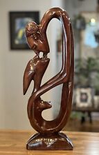 Large Vintage African Wood Carving Kissing Couple 23