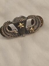 1960s US Army Sterling Filled Jump Wing With 2 Combat Stars Badge L@@K picture