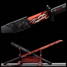 42''Red  Katana 1095 Steel Blade Battle Ready Japanese Samurai Functional Sword picture
