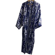 Japanese Kimono Mens Size XL Blue White Dragon Bamboo Pure Cotton Belted picture
