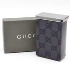 Gucci Cigarette Case GG Monogram Canvas Leather Black Silver H9.5cm x W6cm w/Box picture