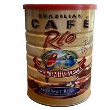 Vintage Brazilian Cafe Rico Coffee Can Tin Advertising Parrot Full Color picture