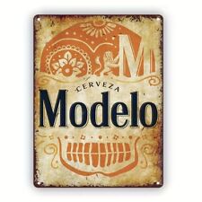 Vintage Retro Look Modelo Beer Sugar Skull Metal Sign Mexican Tattoo Wall Art picture