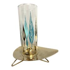 Vintage Atomic David Douglas MCM Glass Hurricane Brass Candle Holder Kitschy picture
