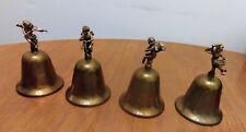 Vintage Set Of 4 Brass bells with angels playing Instruments  picture