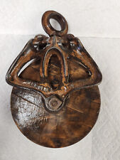 Vintage Cast Iron with Wooden Wheel Barn Hay Pulley Louden A21 picture