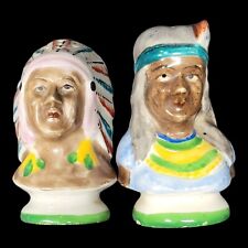 Vintage Native American Indian Chief Salt & Pepper Shakers Occupied Japan picture