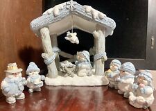 Vintage Nativity Set Snow Buddies Christmas Pageant Snowmen 9pc Encore picture