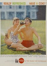 1959 Coca Cola Soda Drink Beverage Glass Bottle Boy Girl Sprinkler Print Ad  picture