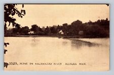 Allegan MI-Michigan, Scenic View On Kalamazoo River Antique, Vintage Postcard picture